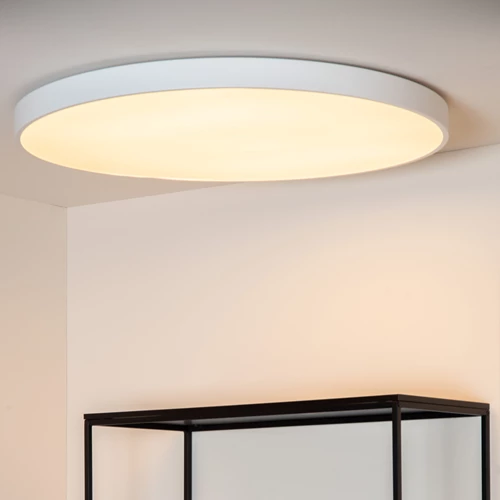 Lucide UNAR - Flush ceiling light - Ø 80 cm- LED 3 StepDim - 1x80W 2700K - White - atmosphere 1